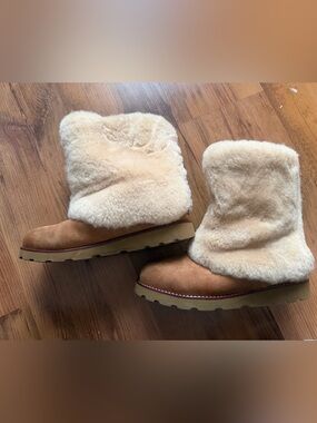 UGG maylin Chestnut Suede Shearling Lined Winter Boots women’s size 8